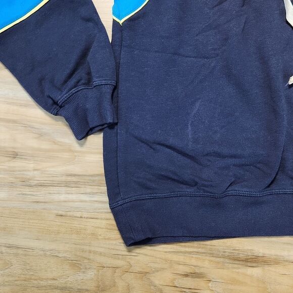 🔹️Urban Outfitters Blue & Yellow Colorblock Lace-up Sweatshirt XSmall - Picture 8 of 11